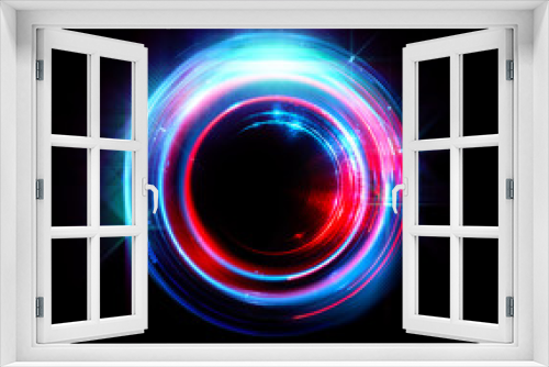 Fototapeta Naklejka Na Ścianę Okno 3D - Vivid abstract background. Beautiful design of rotation frame.  .Mystical portal. Bright sphere lens. Rotating lines. Glow ring. .Magic neon ball. Led blurred swirl. Spiral glint lines.