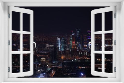 Fototapeta Naklejka Na Ścianę Okno 3D - Night view at Moscow City International Business Center from Ostankinskaya TV Tower