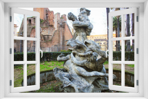 Fototapeta Naklejka Na Ścianę Okno 3D - Fountain del Giardino in Piazza Vittorio in the urban park Giardini Nicola Calipari, Rome