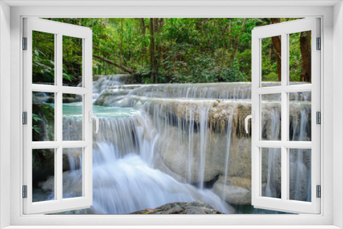 Fototapeta Naklejka Na Ścianę Okno 3D - Erawan Waterfall sevev floor, tourist attraction at Kanchanaburi province in thailand