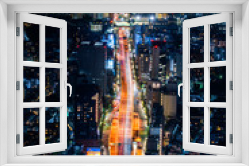 Fototapeta Naklejka Na Ścianę Okno 3D - Aerial view of road in Tokyo city, cityscape skyline.