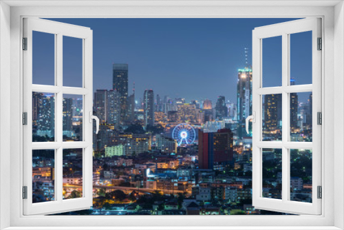 Fototapeta Naklejka Na Ścianę Okno 3D - Top view Bangkok City At night