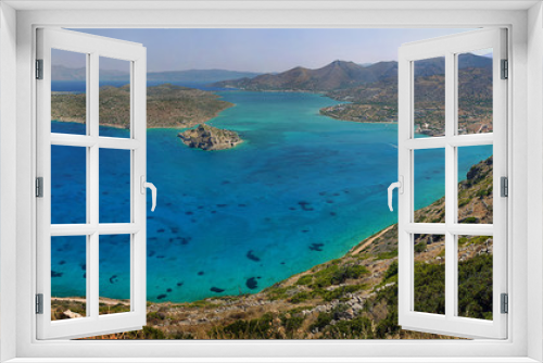 Fototapeta Naklejka Na Ścianę Okno 3D - Spinalonga Bay and island, Crete