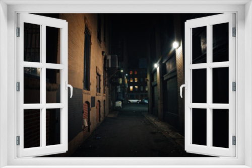 Fototapeta Naklejka Na Ścianę Okno 3D - dark street. urban slums at night