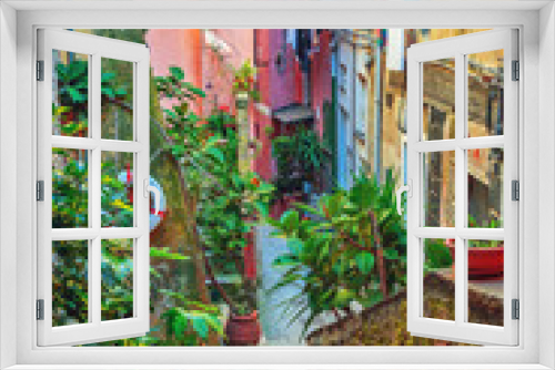 Fototapeta Naklejka Na Ścianę Okno 3D - Beautiful alley in Vernazza, Old town Liguria, Italy, Europe