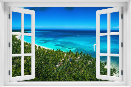 Fototapeta Naklejka Na Ścianę Okno 3D - Aerial view of tropical island beach and Punta Cana resort, Dominican Republic