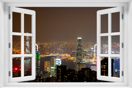 Fototapeta Naklejka Na Ścianę Okno 3D - Hong Kong skyline at night view from Victoria peak.