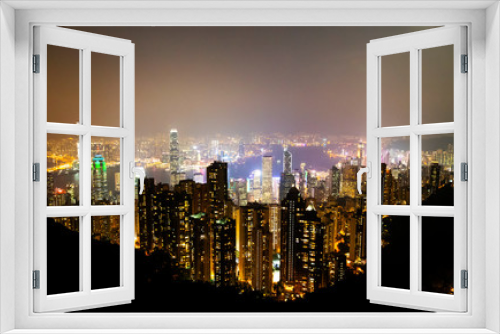 Fototapeta Naklejka Na Ścianę Okno 3D - Causeway Bay, Hong Kong - 23 November 2018: Hong Kong skyline at night view from Victoria peak.
