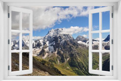 Closeup mountains scenes in national park Dombai, Caucasus, Russia