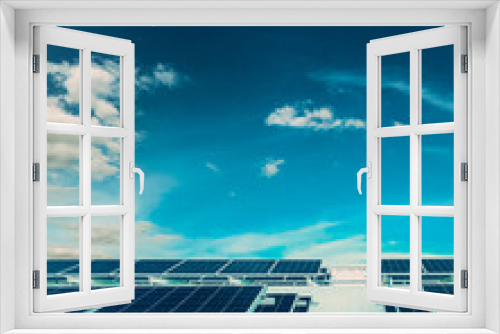 Fototapeta Naklejka Na Ścianę Okno 3D - Sunrise at photovoltaic solar panel