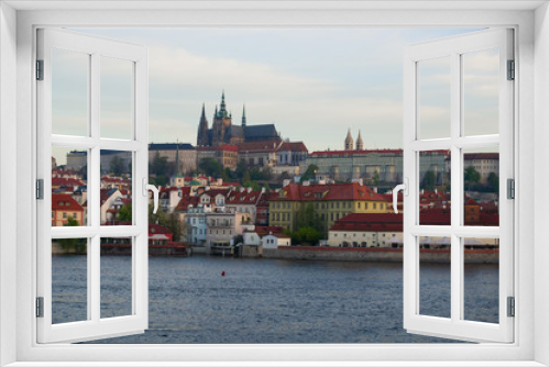 Prague castle and city view from the river 
