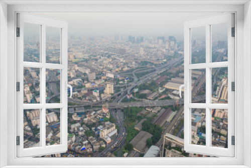 Fototapeta Naklejka Na Ścianę Okno 3D - Bangkok Metropolitan Building Air pollution PM25 negatively impact health
