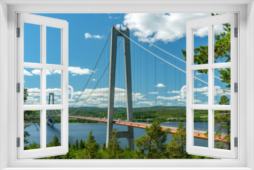 Fototapeta Naklejka Na Ścianę Okno 3D - Suspension bridge at the high coast in Sweden