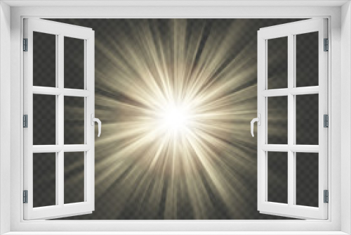 Fototapeta Naklejka Na Ścianę Okno 3D - Warm glow star burst flare explosion transparent light effect. EPS 10