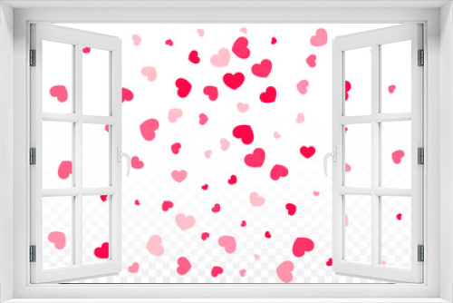 Hearts Confetti Falling Background. St. Valentine's Day pattern. Romantic Scattered Hearts Design Element. Love. Sweet Moment. Gift. Cute Element of Design for Sales or Celebration.