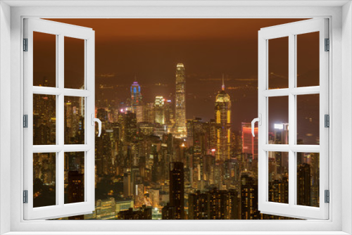 Fototapeta Naklejka Na Ścianę Okno 3D - Downtown of Hong Kong city at dusk
