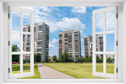 Fototapeta Naklejka Na Ścianę Okno 3D - Soviet Period Apartment Blocks in Riga Latvia on a Sunny day