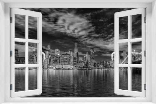 Fototapeta Naklejka Na Ścianę Okno 3D - Lower Manhattan by night, NYC