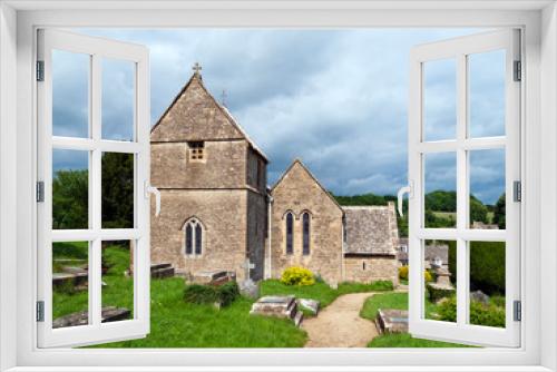 Fototapeta Naklejka Na Ścianę Okno 3D - Picturesque old church in Duntisbourne Abbotts, an idyllic Cotswold village, Gloucestershire, UK