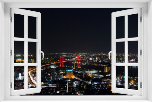 Fototapeta Naklejka Na Ścianę Okno 3D - 若戸大橋の夜景　北九州市高塔山