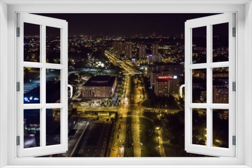 Fototapeta Naklejka Na Ścianę Okno 3D - Katowice z drona nocą centrum / Filharmonia