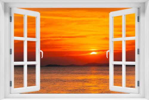 Fototapeta Naklejka Na Ścianę Okno 3D - Beautiful blazing sunset landscape and orange sky above it,summer background.