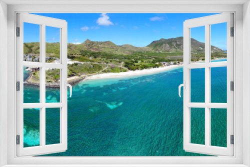 Fototapeta Naklejka Na Ścianę Okno 3D - Aerial panoramic view of Christopher Harbor and the Caribbean Sea, Saint Kitts, near the Park Hyatt hotel and Reggae Beach
