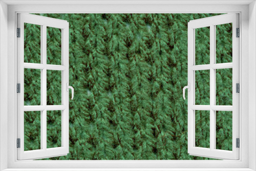 Fototapeta Naklejka Na Ścianę Okno 3D - close up of green knitted wool.