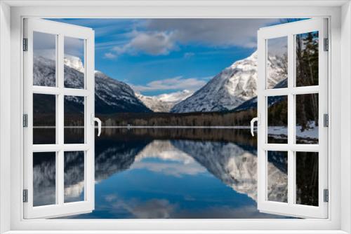 Fototapeta Naklejka Na Ścianę Okno 3D - Mount Cannon and Mount Vaught in Full Reflection on Lake McDonald