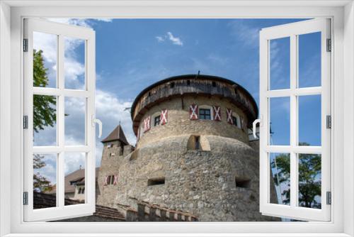 Fototapeta Naklejka Na Ścianę Okno 3D - Vaduz Castle in Liechtenstein close up with a blue sky background.