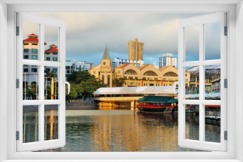 Fototapeta Naklejka Na Ścianę Okno 3D - Singapore Clark Quay morning
