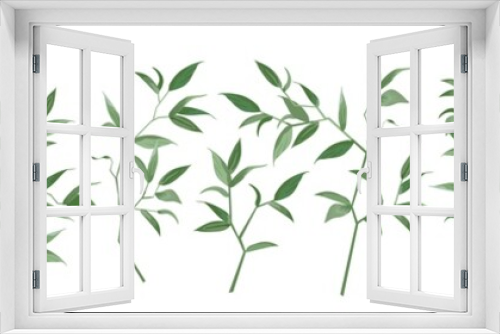 Fototapeta Naklejka Na Ścianę Okno 3D - Vector designer elements set collection green branch with leaves. Decorative beauty elegant illustration for design leaf in watercolor style. 