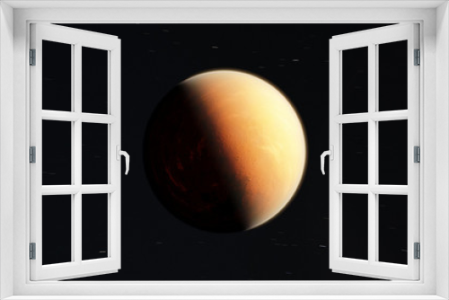 Fototapeta Naklejka Na Ścianę Okno 3D - Exoplanet fire planet 3D illustration (Elements of this image furnished by NASA)