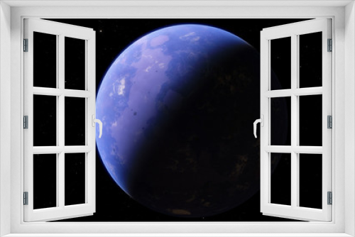 Fototapeta Naklejka Na Ścianę Okno 3D - Exoplanet 3D illustration orbital view, purple planet from the orbit (Elements of this image furnished by NASA)