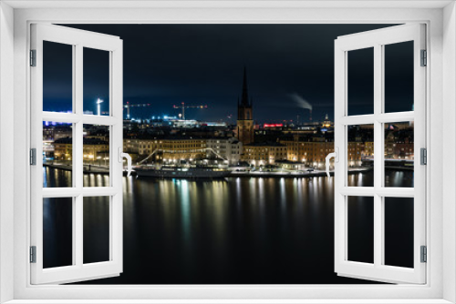 Fototapeta Naklejka Na Ścianę Okno 3D - panorama night view of stockholm sweden in winter