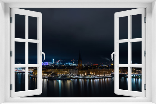 Fototapeta Naklejka Na Ścianę Okno 3D - riddarholmen in stockholm at night