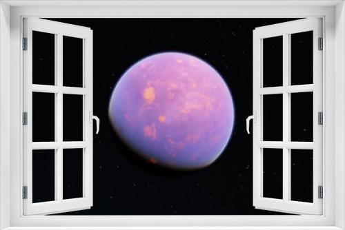 Fototapeta Naklejka Na Ścianę Okno 3D - Exoplanet 3D illustration orbital view, purple planet from the orbit (Elements of this image furnished by NASA)