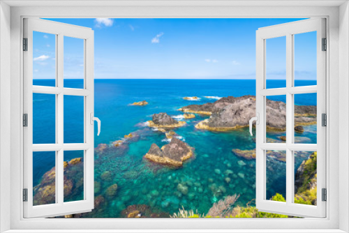 Fototapeta Naklejka Na Ścianę Okno 3D - Beautiful view of the beach in Santa Cruz das Flores Village - Flores Island - Azores Portugal