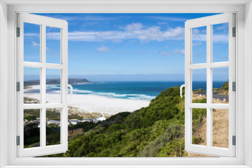Fototapeta Naklejka Na Ścianę Okno 3D - The end of Chapman's Peak Drive. Beautiful panorama view of Noordhoek Beach, South Africa.