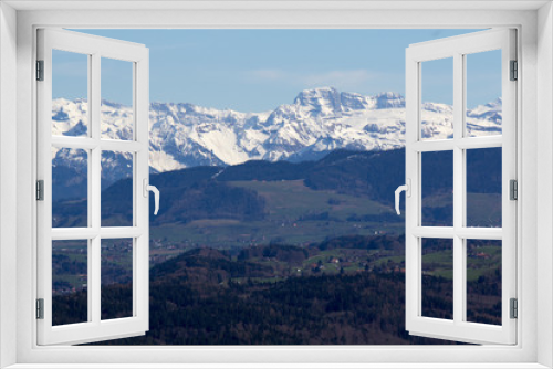Fototapeta Naklejka Na Ścianę Okno 3D - View from Felsenegg / Berge ab der Felsenegg