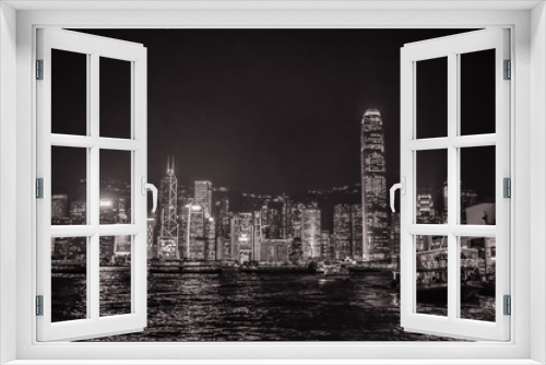 Fototapeta Naklejka Na Ścianę Okno 3D - Beautiful Hong Kong Skyline from the Tsim Sha Tsui Promenade during the night