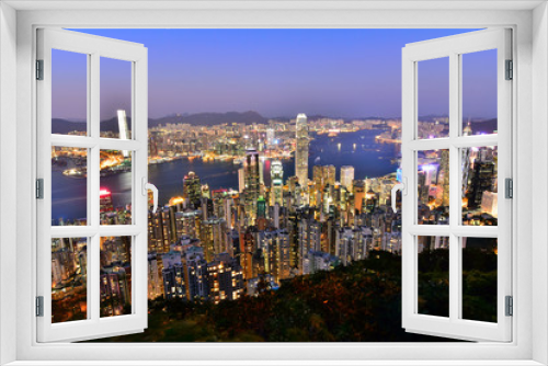 Fototapeta Naklejka Na Ścianę Okno 3D - 香港　ビクトリアピークからの夜景