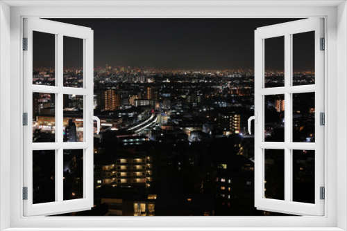 Fototapeta Naklejka Na Ścianę Okno 3D - 箕面から見た大阪の夜景