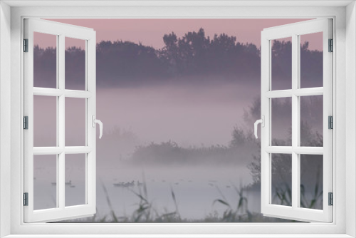Fototapeta Naklejka Na Ścianę Okno 3D - Morgenstimmung am See mit Nebel