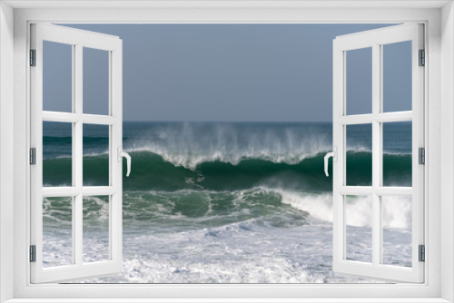 Fototapeta Naklejka Na Ścianę Okno 3D - Atlantic ocean waves by Nazare North beach,  Portugal.