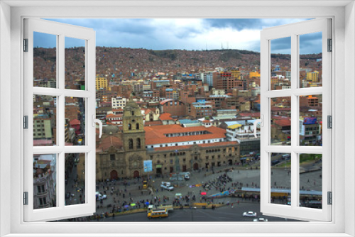 Fototapeta Naklejka Na Ścianę Okno 3D - LA PAZ, BOLIVIA - DESEMBER 12, 2016: Central square of La Paz. Landscape of general view in La Paz, Bolivia