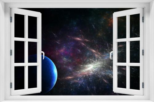 Fototapeta Naklejka Na Ścianę Okno 3D - Surreal outer space, abstract futuristic 3d illustration.