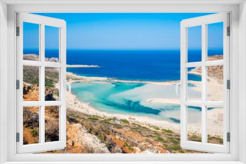Fototapeta Naklejka Na Ścianę Okno 3D - Crete, Greece: Balos lagoon paradisiacal view of beach and sea