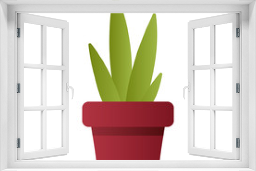 Fototapeta Naklejka Na Ścianę Okno 3D - Flowerpot. Realistic pot and plant. The plant. Vector illustration. EPS 10.
