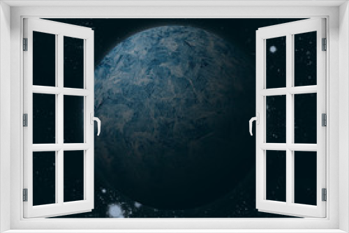Fototapeta Naklejka Na Ścianę Okno 3D - blue white exoplanet alone in space 